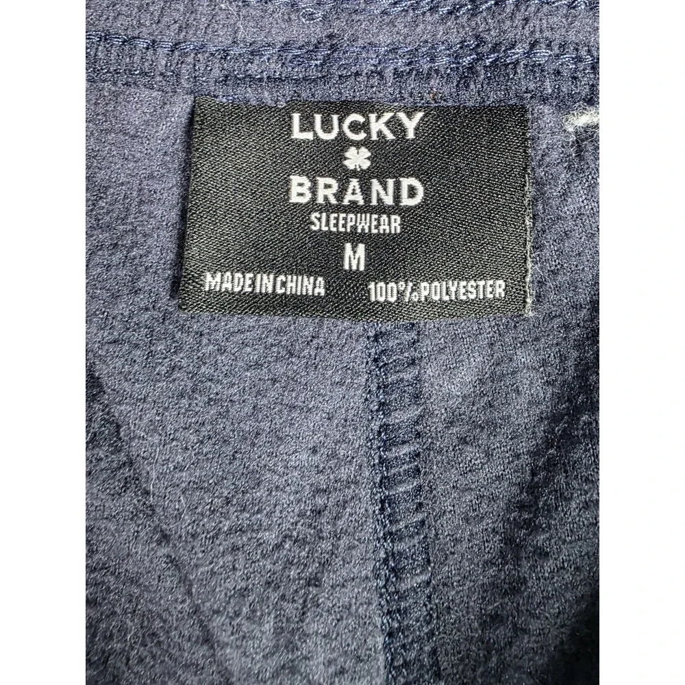 Lucky Brand Mens Fleece Pajama Pants MEDIUM Drawstring Lounge Sleepwear  Navy